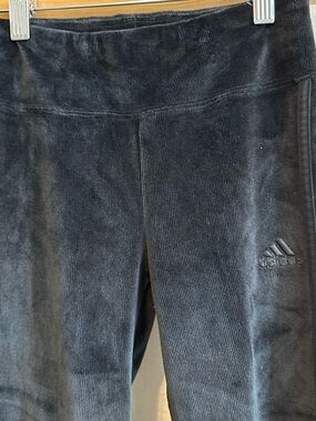 Adidas girls Black Velour slight flare Leggings